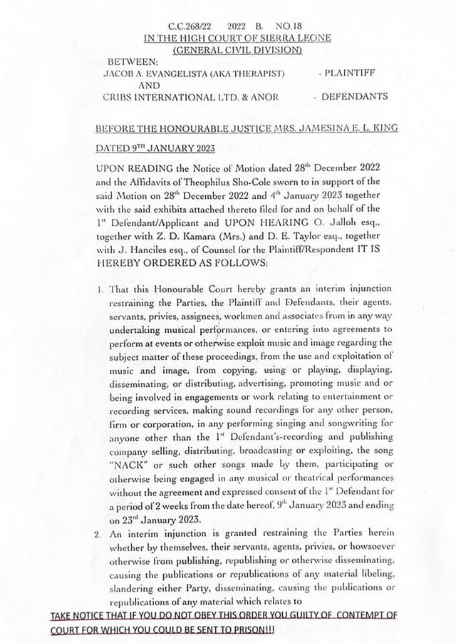 High Court imposes interim injunction on The Therapist and Cribs ...