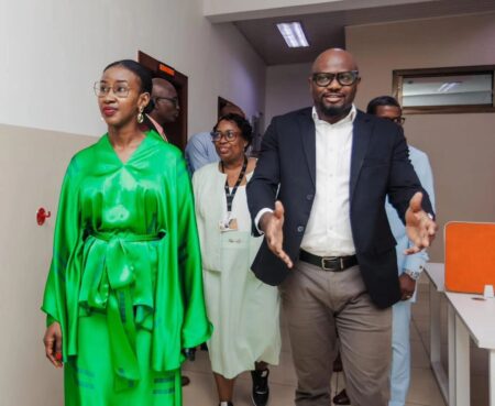 Aicha Toure on a tour at Orange Sierra Leone Headquarters 