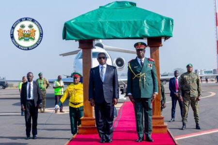 President Bio welcomed by Guinea-Bissau forces