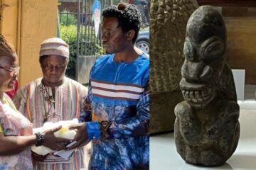 A nomoli taken from Sierra Leone sixty years ago by a Dutch couple has been returned to Sierra Leone and is now on display at the Sierra Leone National Museum.