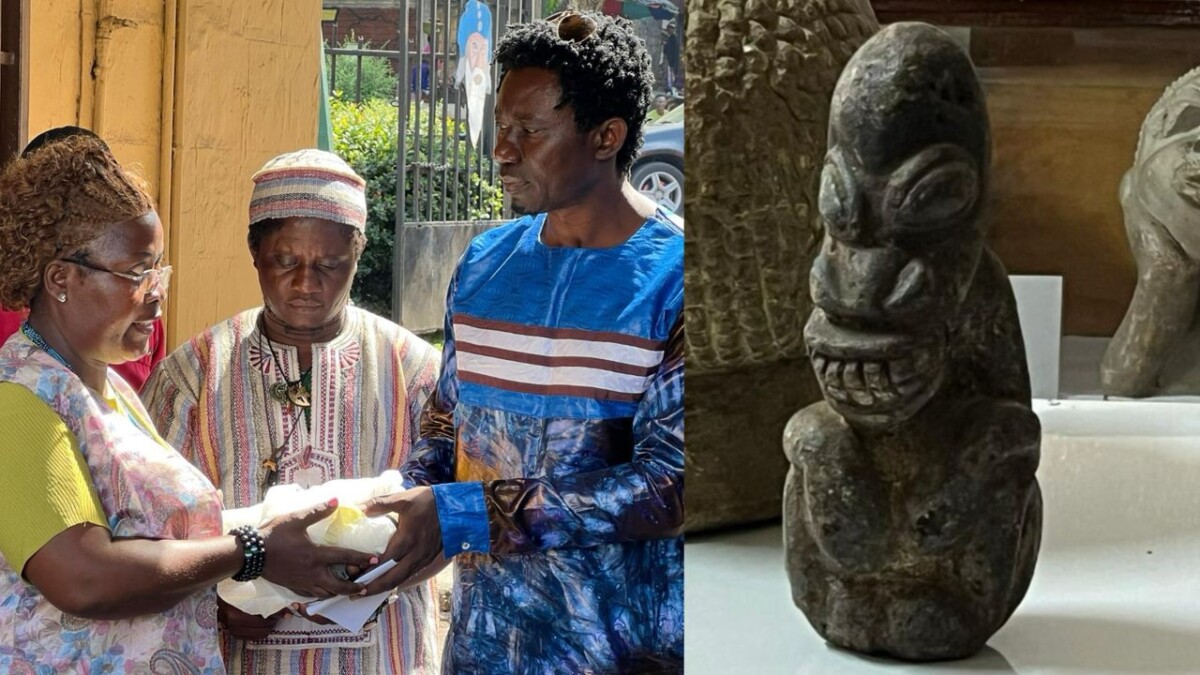 A nomoli taken from Sierra Leone sixty years ago by a Dutch couple has been returned to Sierra Leone and is now on display at the Sierra Leone National Museum.