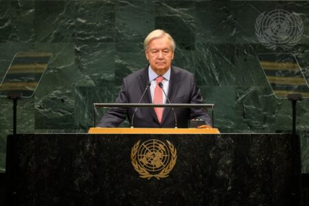 UN Secretary-General António Guterres delivering his final speech at UNGA 81