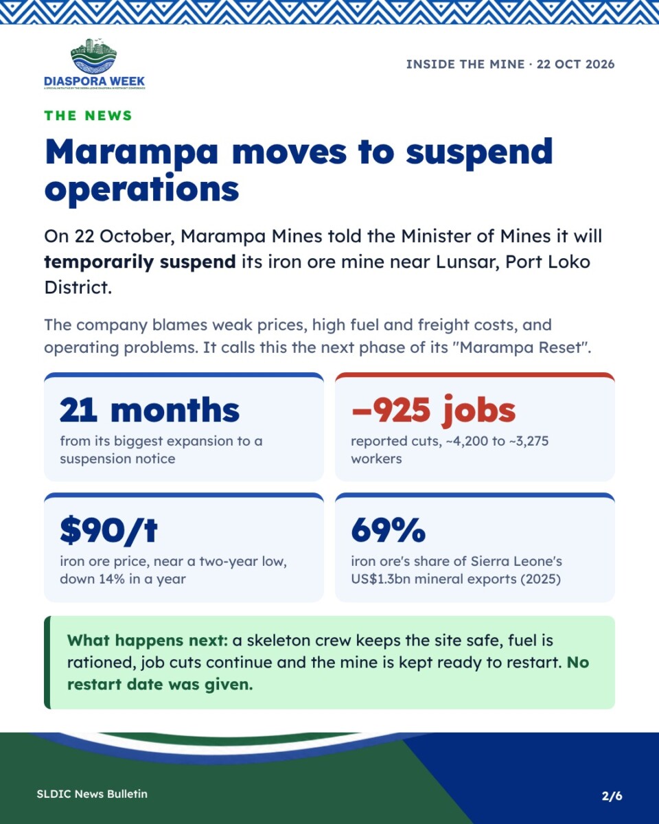 Marampa moves to suspend operations: key numbers