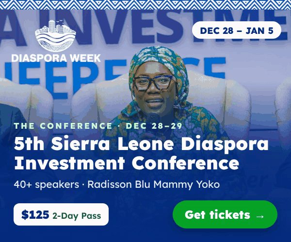 Diaspora Week 2026 in Freetown, Dec 28 to Jan 5: get your tickets