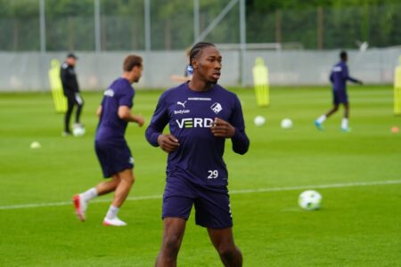Mohamed Sankoh in training with Danish Superliga club Randers FC