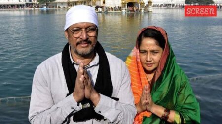 Nana Patekar (left) and his wife (right)
