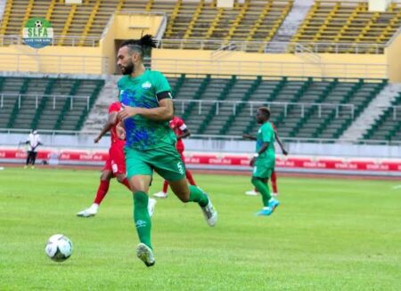 Former Leone Stars Captain Steven Caulker in action