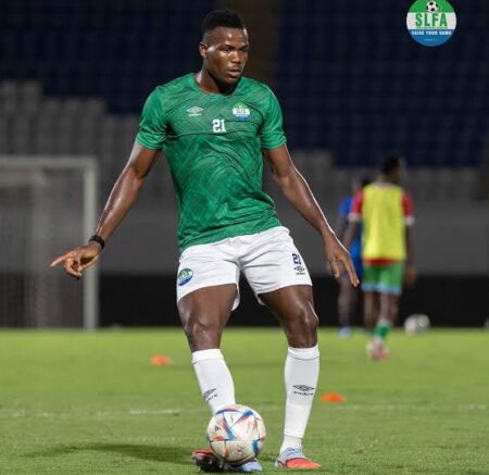 Juma Bah in action for Leone Stars