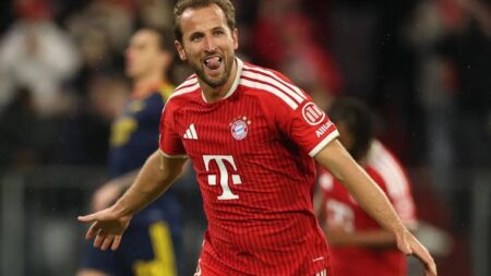Harry Kane celebrating after scoring a goal