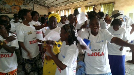 Participants at Ebola Survivors conference in Sierra Leone close with a dance - Oct 2014