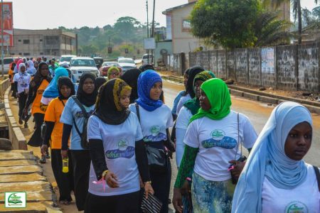 A cross section of DAQVAH members in a sponsored walk for widows