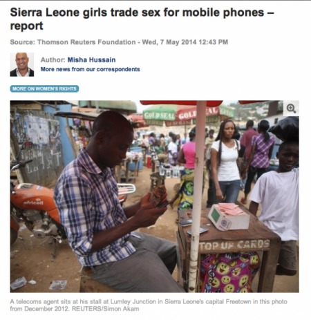 Sierra Leone girls trade sex for mobile phones
